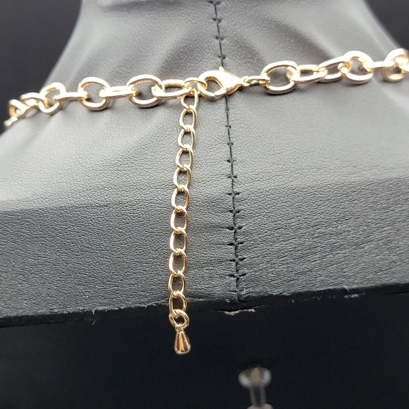 NOS Crystal Alligator Statement Necklace Green & Amber Rhinestone Crocodile Bib - Picture 8 of 15